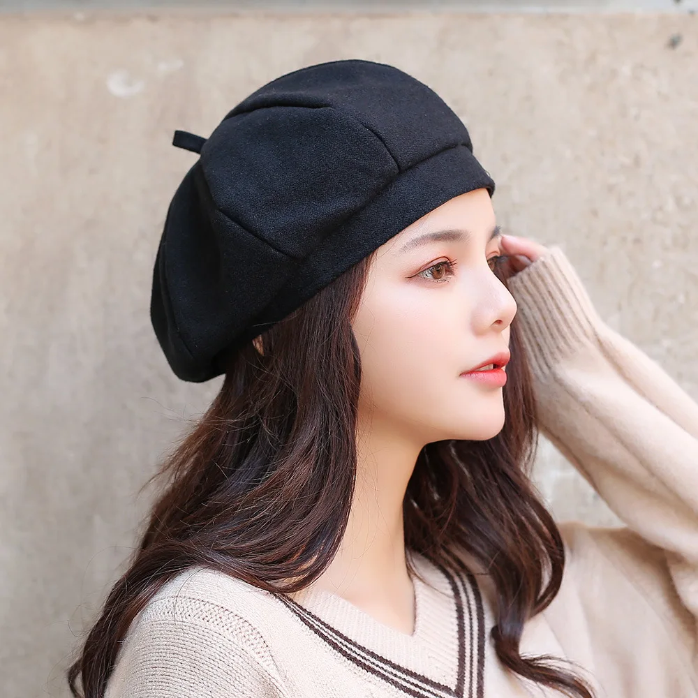 

H7478 Cotton Hemp Beret Hat Female Korean Japanese Solid Color Retro Berets Cap Women Leisure Travel Autumn Winter Painter Caps