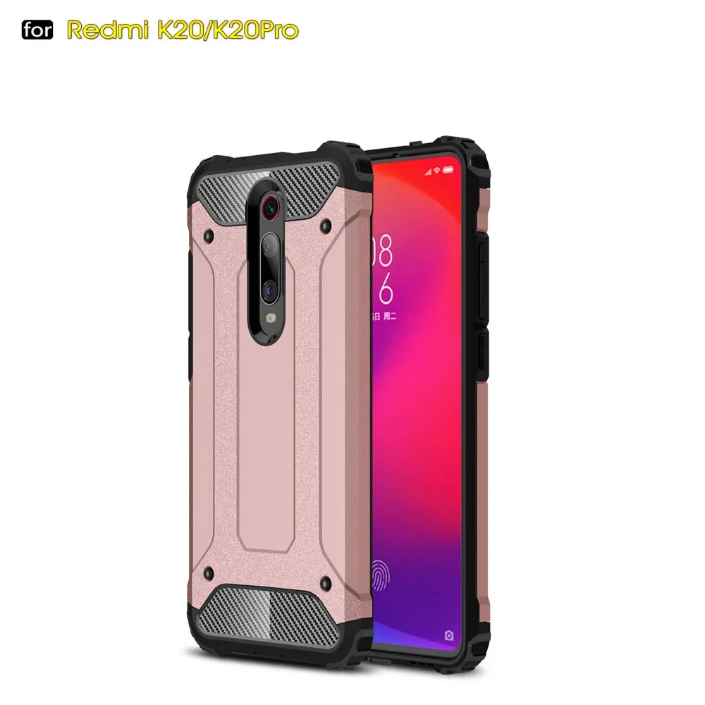 Rose Gold Бронированный противоударный чехол для телефона Redmi K20 Pro Xiaomi 9T CC9E CC9 9 9SE Max3 Mix3 8 8SE Mix2s 5X 5C 6 Plus падение защитный чехол-накладка - Цвет: Rose Gold