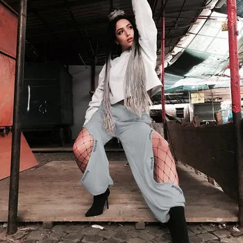 

European and American fashion trend street ins explosion models dance split trousers casual beam feet pants