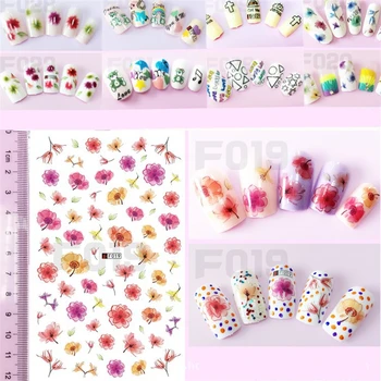 

3D Water Nail Decal and Sticker Flower Leaf Tree Green Simple DIY Summer Slider for Manicure Nail Art Watermark Tips