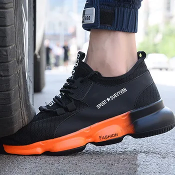 

Men Steel Toe Work Safety Shoes Lightweight Breathable Casual Sneaker Prevent piercing Women Protective boots Plus Size 37-48