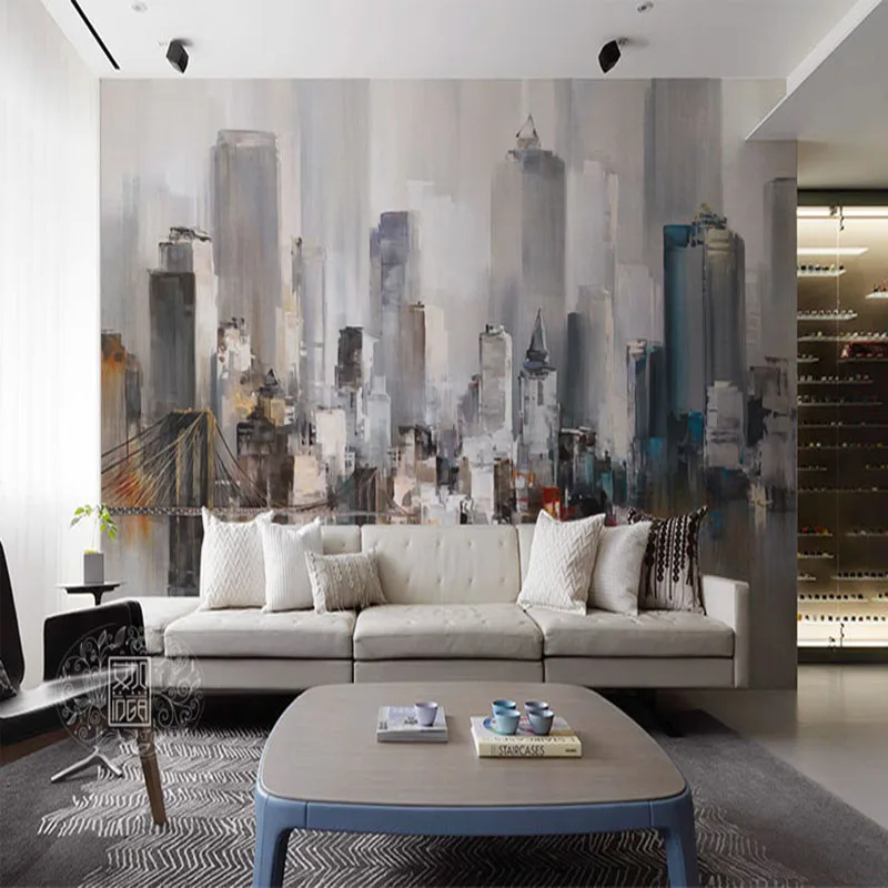 Diantu Ретро абстрактная картина маслом ТВ фон обои Нью-Йорк городской пейзаж фреска спальня диван фильм Настенные обои