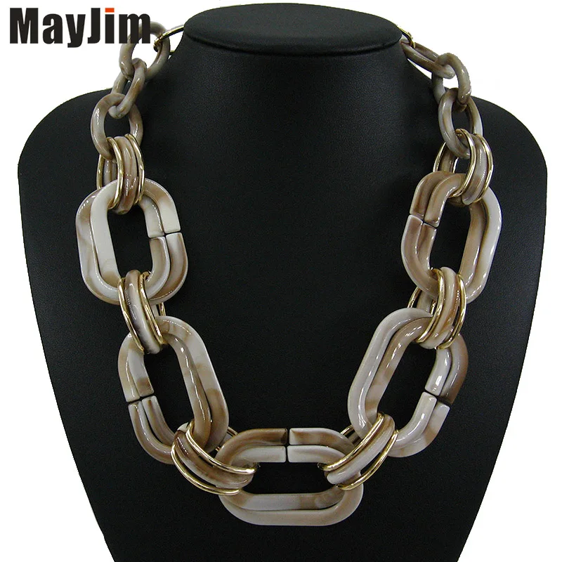 New Statement Aluminum Chain Natural pattern personalized Necklace Women bohemian Choker Necklaces& Pendants Vintage Fashion - Окраска металла: Cream colored