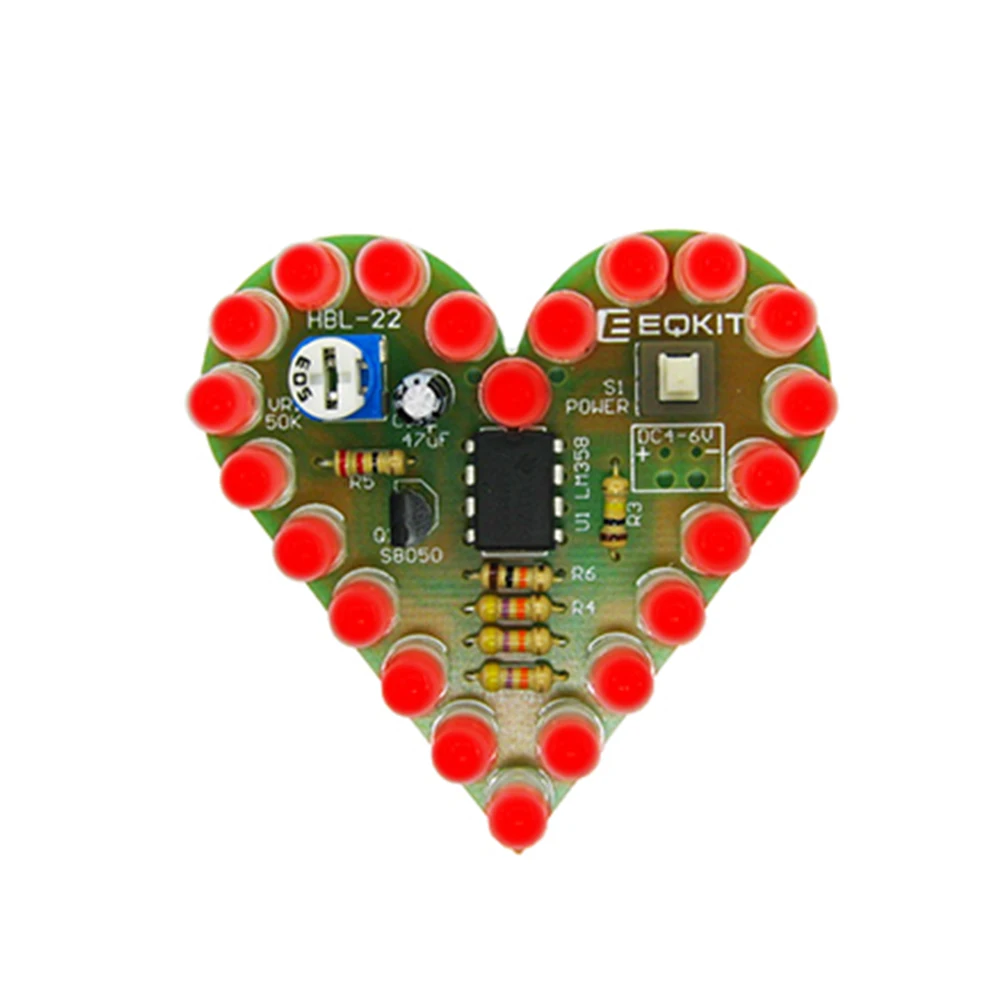 DIY Kit Heart Shape Breathing Lamp Module Kit DC4V-6V Breathing LED Suite DIY Electronic Production Red/White/Blue/Green