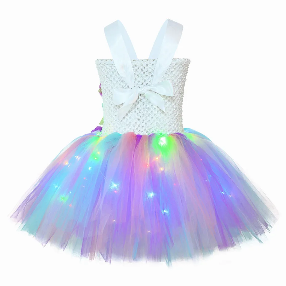 Cute Princess Sling Glowing Unicorn Dresses for Girls Birthday Party Children Performance Evening Tutu Dress Halloween Cosplay baby boy dress