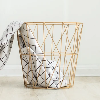 

Strange Vine Straw Plaited Article Dirty Clothes Basket Northern Europe Iron Art Of Wind Dirty Clothes Barrel Industry Wind