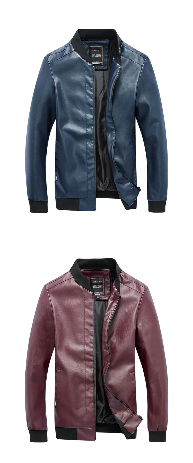 Quality Men'S Wear New Style Fashion Autumn And Winter PU Leather Men Slim Fit Leather Jacket Large Size