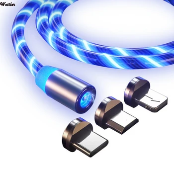 

Magnetic Cable Flowing Light LED Micro USB Cable For Samsung Type-c Charging For iPhone Magnet Charger Type C Cable Universal