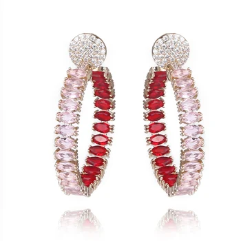 

XIUMEIYIZU New Big Circle Earrings for Women Wedding Engagement Hoop Earring Luxury CZ Zirconia Anniversary Brass Jewelry