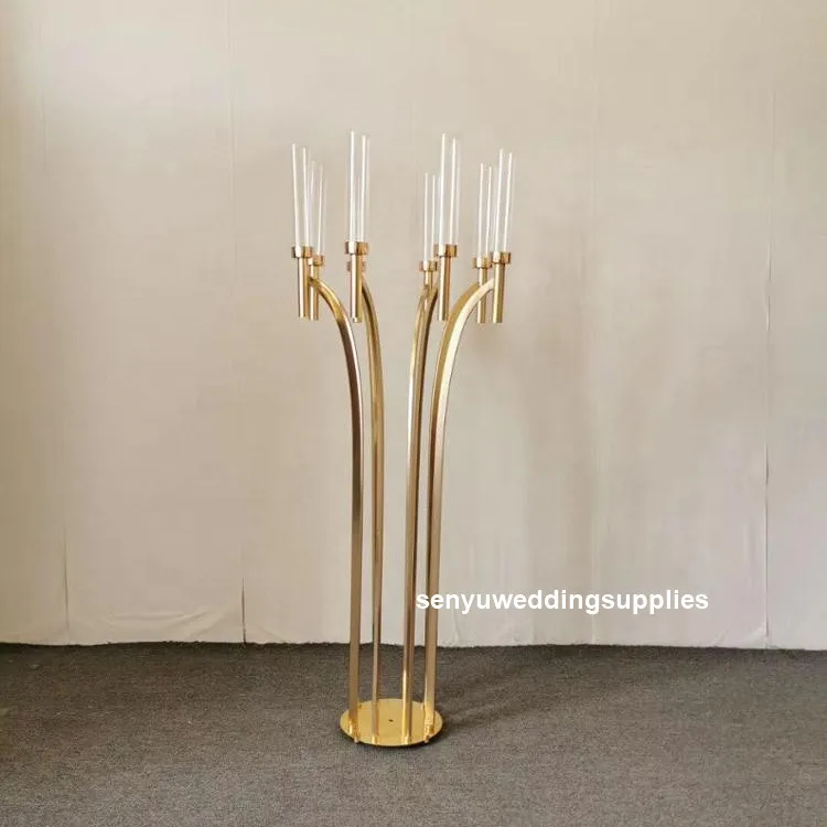 Wholesale Floor Gold Metal 8 Arms Candlesticks Wedding Tall Floor