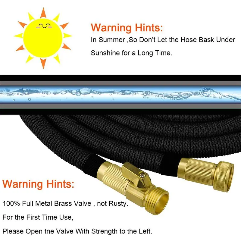 100 Ft Garden Hose,Lightweight Expandable Garden Water Hose 3/4 Inch Solid Fittings,Durable Outdoor Gardening Flexible Hose Yard