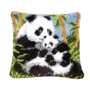 

DIY Latch Hook Kits Throw Pillow Cover Cute Rug Pattern Printed 17X17 inch, Crochet Needlework Crafts for Kids and Adults