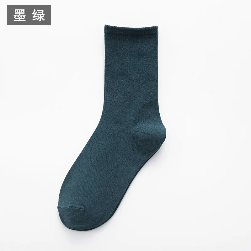 Женские носки, трендовые однотонные длинные хлопковые носки с высоким верхом, хлопковые носки для отдыха, Носки ярких цветов на осень и зиму - Цвет: Dark green