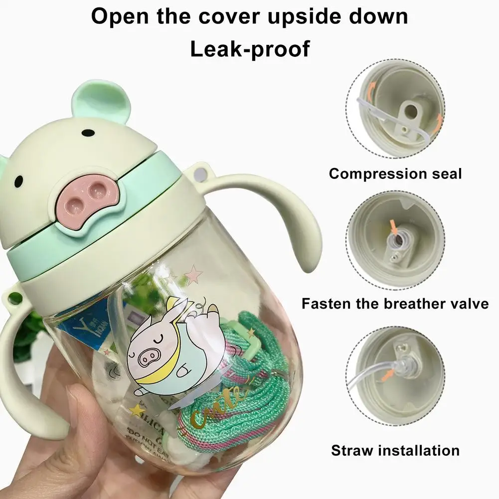 Baby Cups with Straw Bottle Drinking Water Kids Sippy Cup Handle Toddler  Feed_$z