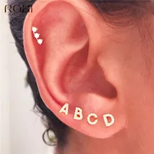 ROXI, 1 пара, 925 пробы, серебряные серьги для женщин, циркон A~ Z, 26, английские буквы, серьги-гвоздики, корейские, сделай сам, ювелирные изделия, начальные серьги