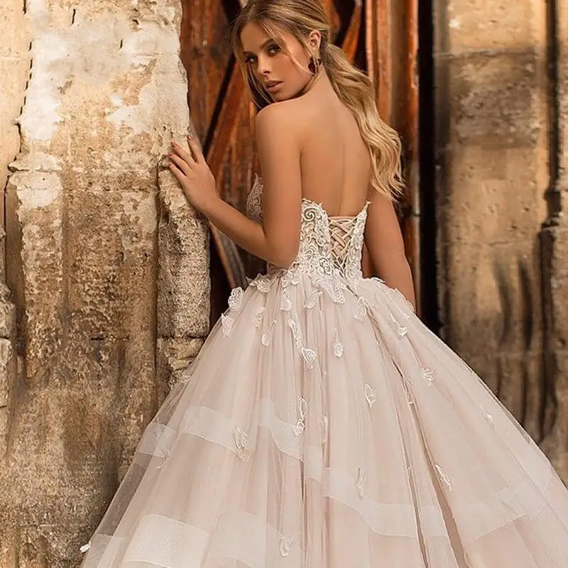 Romantic 3D butterfly Wedding Dress 2019 Swanskirt Appliques A-Line Princess Lace Up Bride Gown vestido de noiva