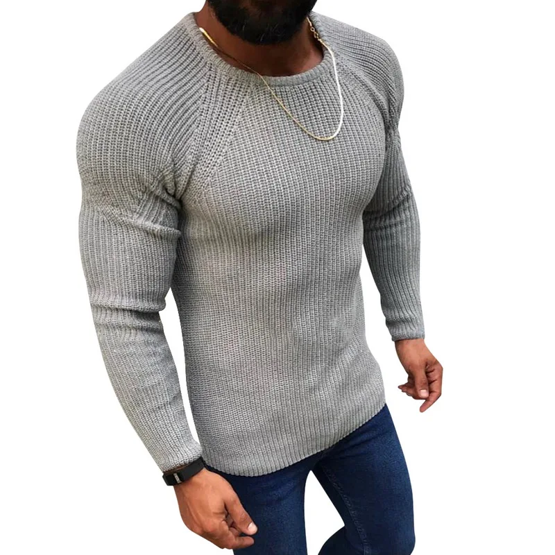 Litthing осенний хлопковый свитер, Мужской пуловер, повседневный джемпер, мужской брендовый вязаный корейский стиль, одежда размера плюс, мужской свитер - Цвет: grey