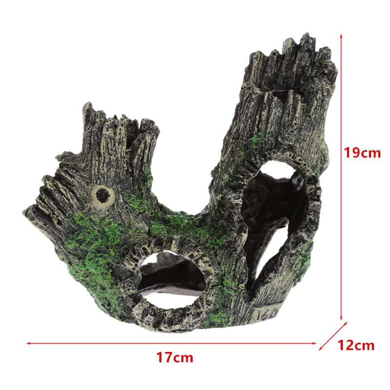 Аквариумное дерево ствол коряги украшения искусственные полые деревянные отверстия рок-пещера для рыбы креветки аквариум Декор acuariio орнамент