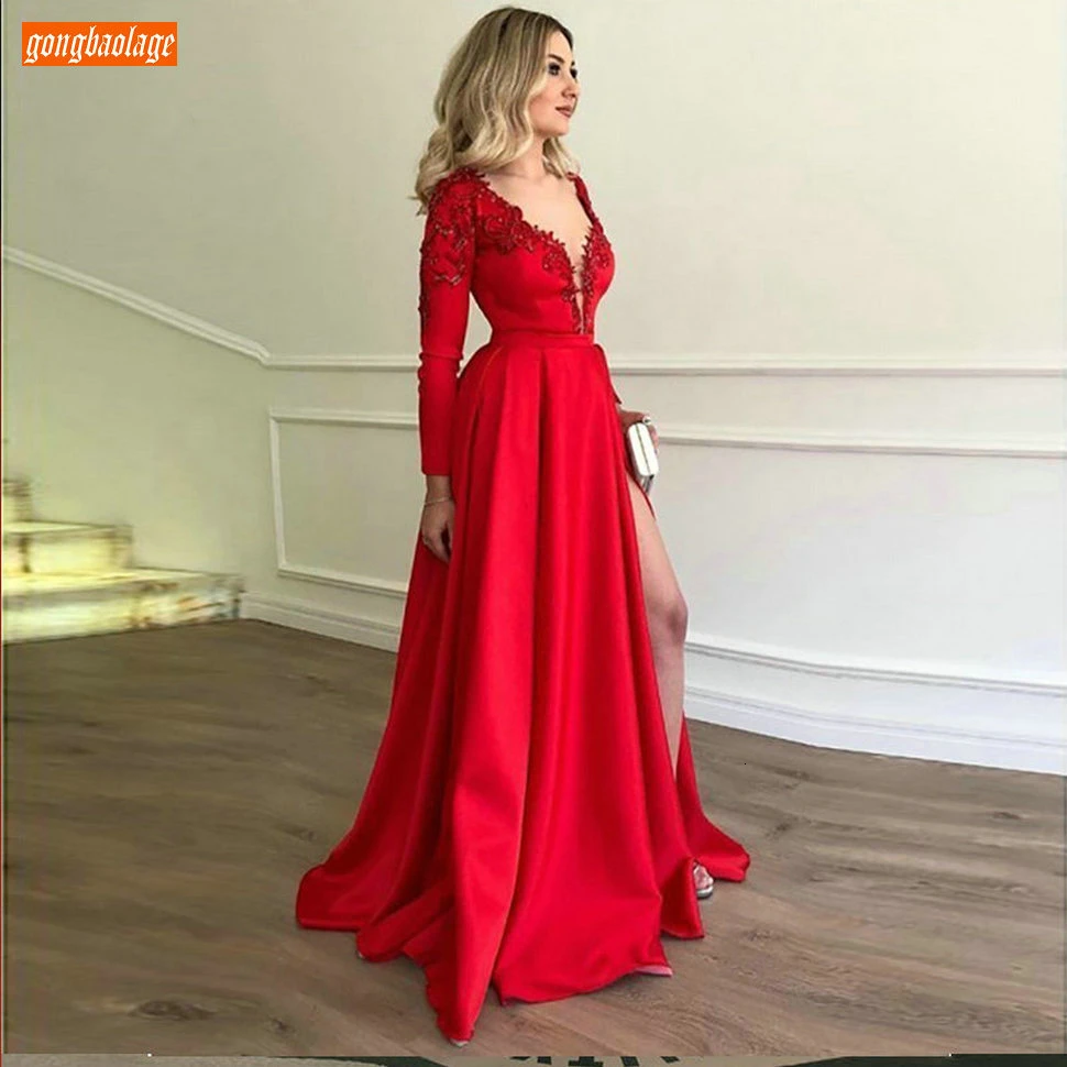 long red dress with side split