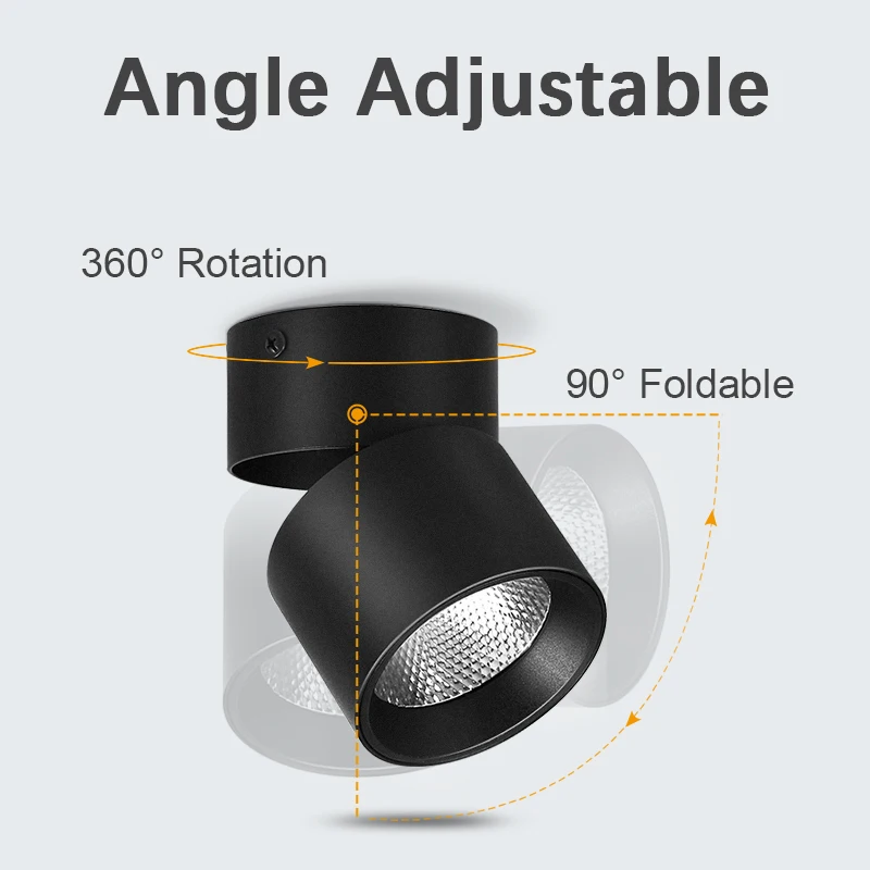 LED Ceiling Light LED Downlight LED Spotlight Folding Led Spot Light Ceiling Spots 5/7/10/15/25/40W Surface Down Light 220V Led Spotlights Downlights For Bedroom Living Room