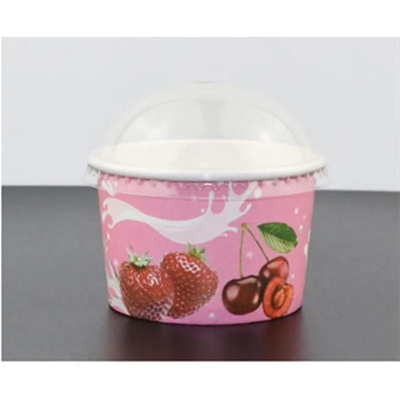 50 шт одноразовые Мороженое бумажный стаканчик утолщенной 130/200/300 мл с мультипликационным рисунком десерт день рождения чашка Малый жареные йогурт стакан с крышкой - Цвет: cup and lid1