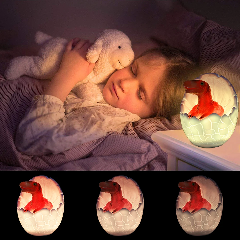 Lâmpadas de Controle Remoto dos Desenhos Iluminação do Bebê Led-night Light Dinossauro Cores Quarto Animados Decoração Crianças Sala Estar 3d 16 2 Led-night light 3d dinossauro 16 cores quarto