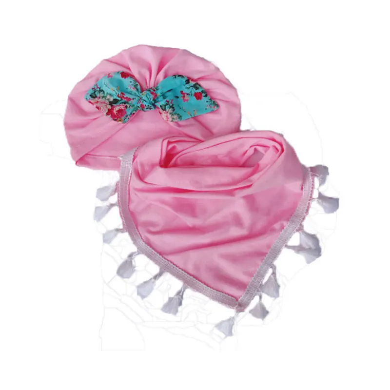 Детские зимние теплые шарф с кисточками, с украшением в виде шапка для малышей, воротник Панамы Головные уборы комплект От 2 месяцев до 3 лет