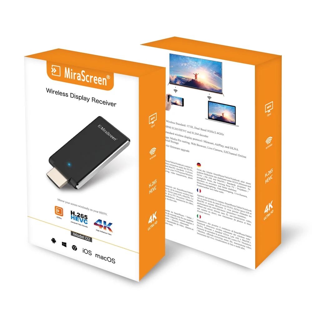 Mirascreen Wifi Дисплей ключ приемник Android tv Stick 4K 3840*2160 30P HD K6 2,4G Wifi для Apple Android windows tv Dongle