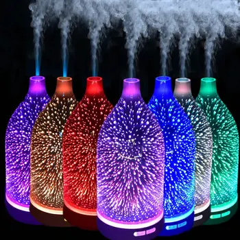 

Colorful Night Light Humidifier Glass Aromatherapy Humidifier Home Appliances Fireworks Wine Bottle 3d Humidifier