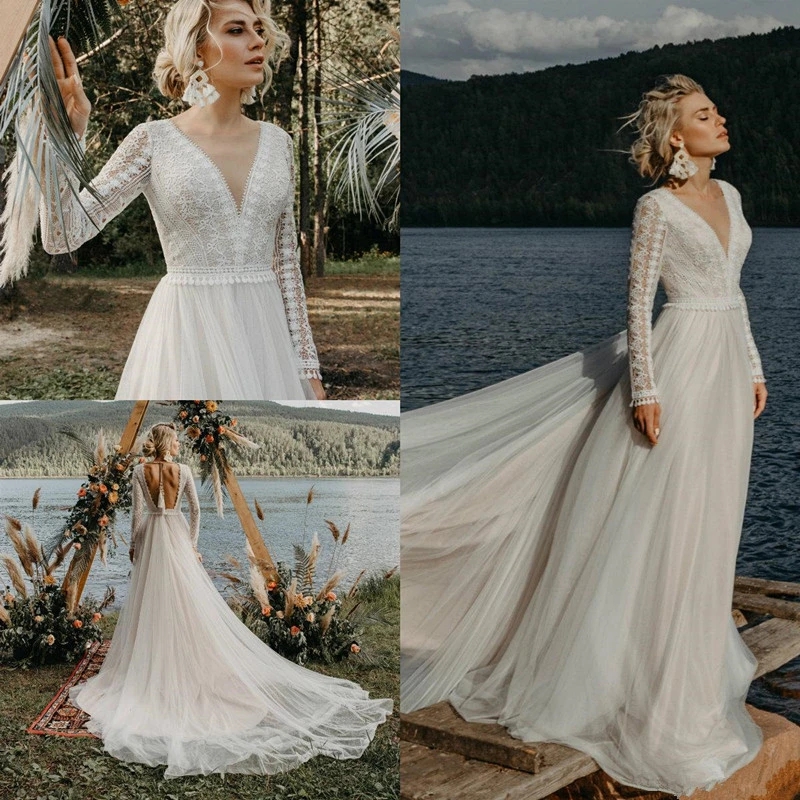 modern bohemian wedding dress