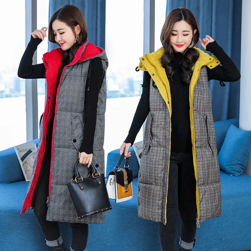 

Winter New Style Korean-style Cotton Coat Mid-length down Jacket Large Size Loose-Fit Cotton-padded Clothes Waistcoat Vest
