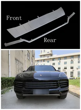 

Stainless steel Car Front Rear Bumper Protector Guard Plate Fits For Porsche Cayenne 2018 2019