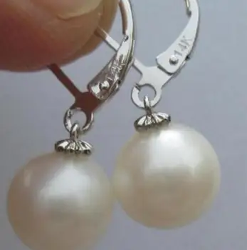 

Jewelry Free Shipping AAA 10-11mm round white south sea pear earring
