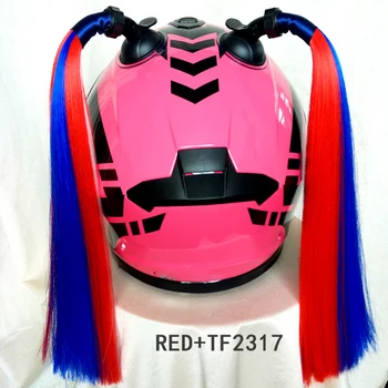 

Woman Motorcycle Moto Helmet Braid With Sucker Ponytail Double Braids Wig DIY