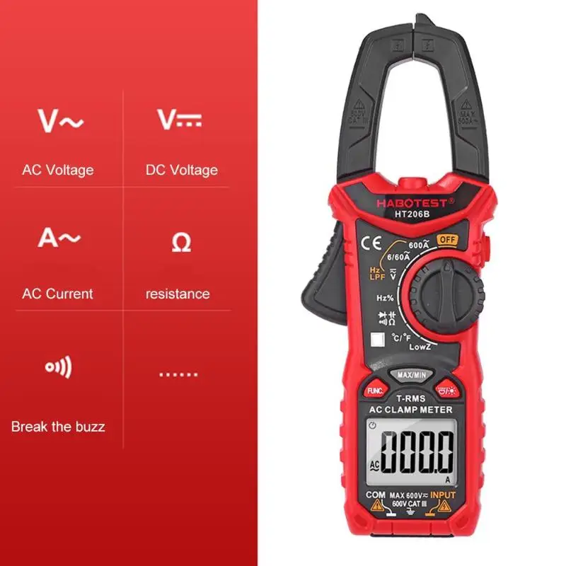 Цифровой мультиметр HABOTEST HT206A HT206B HT206D 600A с подсветкой измеритель сопротивления