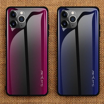 

25pcs Stripe Gradient Glass Phone Case for IPHONE 11PRO/XS MAX/XR Gradient Glass phone shell for IPHONE SE 2020/678 Plus