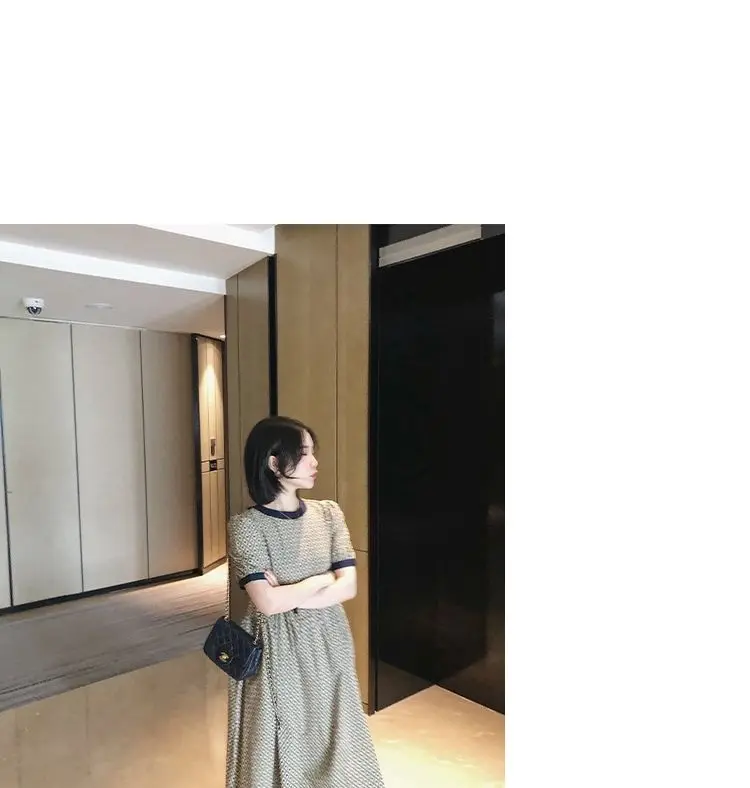 Women Short Sleeve Dress Empire Summer Simple A-line Elegant Design Daily Leisure Mid-calf Retro Lantern Sleeves Ulzzang Female semi formal dresses