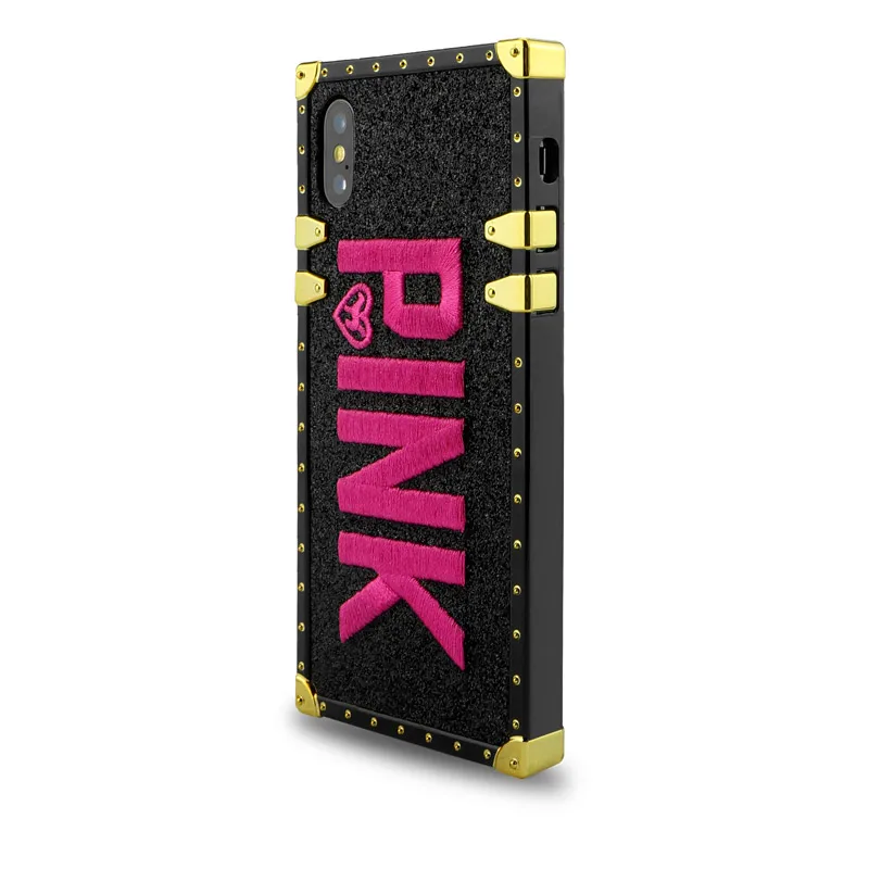 Роскошный чехол с вышитыми 3D розовыми буквами для iPhone 11 Pro Max 7 8 Plus X XR XS MAX Блестящий квадратный чехол для телефона s для samsung Note 10