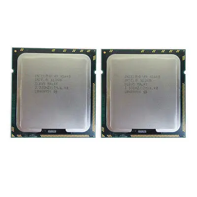 

2x Intel XEON X5680 3.33 GHz 12MB SLBV5 6 Core 6.40GT/s LGA1366 Matched Pair CPU