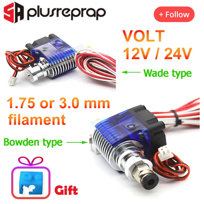 V6 J head 12 В 24 в полностью металлический Hotend Уэйд или Боуден экструдер нагреватель