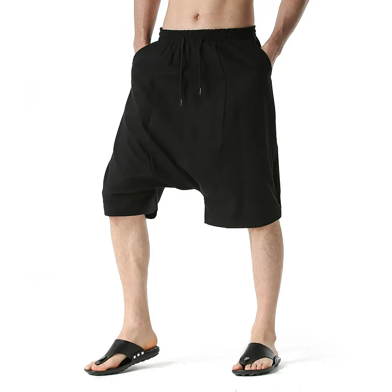 smart casual shorts mens Men's Hanging Gear Harem PantsFive-point Shorts Summer Men's Retro Flying Squirrel Pants Loose Casual Five-point Pants smart casual shorts