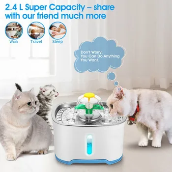 

Automatic 2.4l of The Pet Cat's Pet Water Source Filter Feeder Feeder Led Smart Light Bowl Stainless Steel Charge 100g 500g