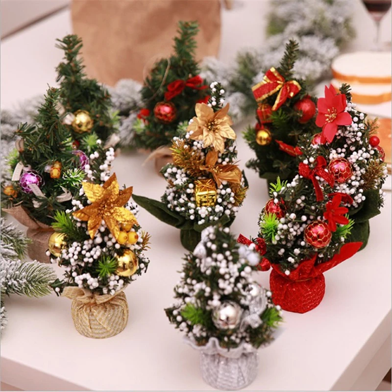 

20x15cm Mini Christmas Decoration Tree Christmas Tree Christmas Day Decorations Exquisite Decorating Small Tree with Ornaments
