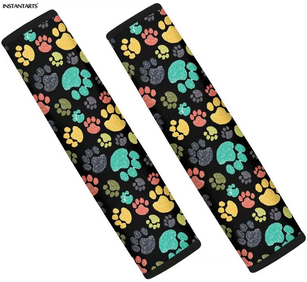 

New Fashion Colorful Paw Printed Car Seat Belt Cushions Soft Car Seatbelt Shoulder Strap Cute Seat Belt Covers For Kids New 2020