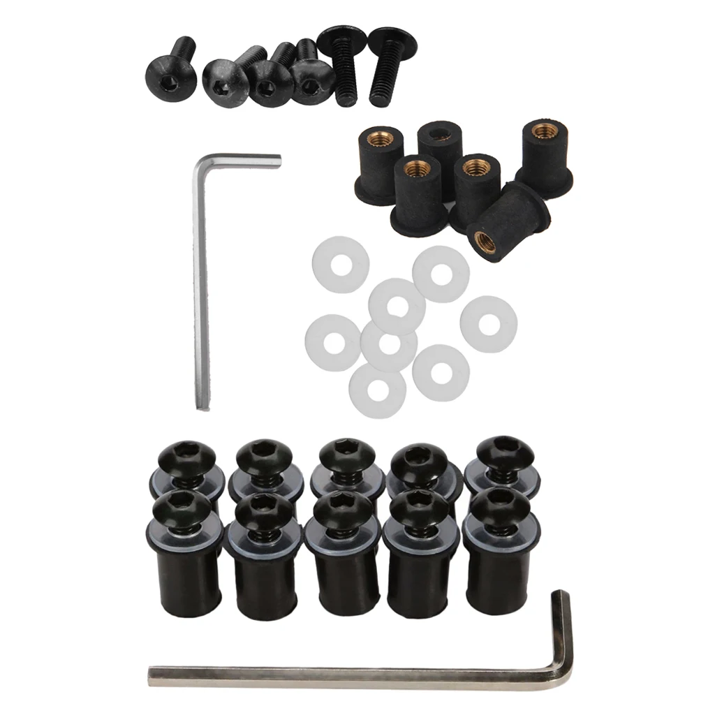 4mm + 5mm Fairing Windscreen Screw Bolt Windshield Mounting Nuts Kit Black 