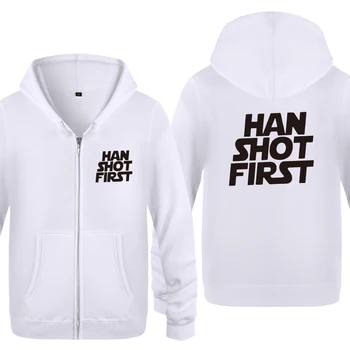 

Star Wars Han Shot First Letter Sweatshirts Men 2018 Mens Zipper Hooded Fleece Hoodies Cardigans