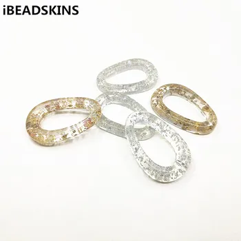 

New arrival! 48x32mm 50pcs Resin Built-in gold or silver foil oval-shape charm for earrings accessories,parts,jewelry making DIY