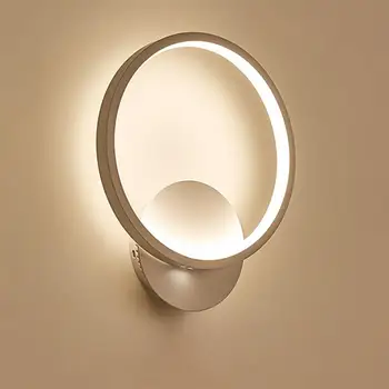 

LED Modern Wall Light Simple Bedside Lamp Round Indoor Night Lights For Bedroom Living Room (Small, Warm Light)
