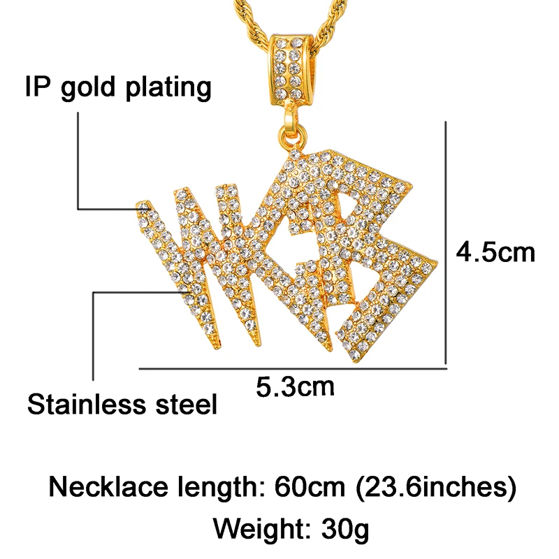 US7 золотой цвет буквы слова Bling Полный Rhinestoned Iced Out Веревка Цепи подвески и ожерелья для мужчин хип хоп ювелирные изделия