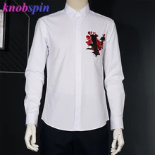 Брендовая качественная хлопковая рубашка для мужчин, индивидуальная вышивка, принт, Chemsie homme, длинный рукав, Тонкая Повседневная деловая мужская рубашка